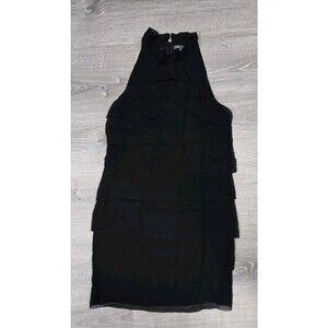 Vince Tiered Black Halter Dress 100% Silk Womens Size 8